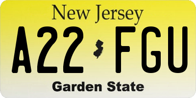 NJ license plate A22FGU