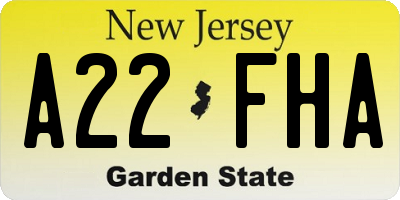 NJ license plate A22FHA