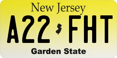 NJ license plate A22FHT