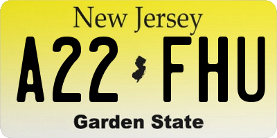 NJ license plate A22FHU