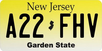 NJ license plate A22FHV