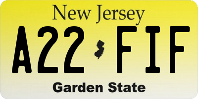 NJ license plate A22FIF