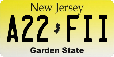 NJ license plate A22FII