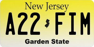 NJ license plate A22FIM