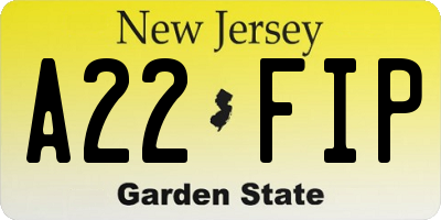 NJ license plate A22FIP