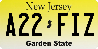 NJ license plate A22FIZ