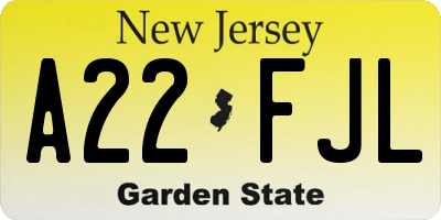 NJ license plate A22FJL
