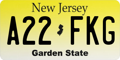 NJ license plate A22FKG