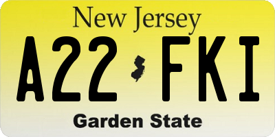 NJ license plate A22FKI