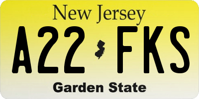 NJ license plate A22FKS