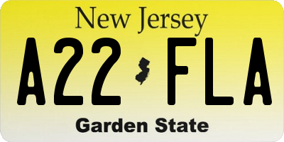 NJ license plate A22FLA