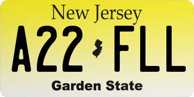 NJ license plate A22FLL