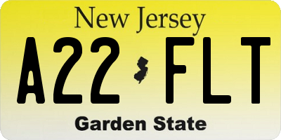 NJ license plate A22FLT