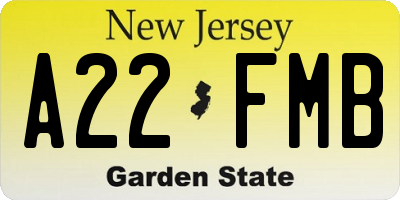 NJ license plate A22FMB