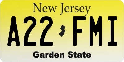 NJ license plate A22FMI