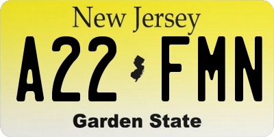 NJ license plate A22FMN
