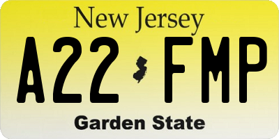 NJ license plate A22FMP