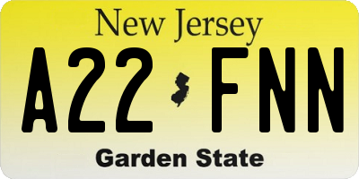 NJ license plate A22FNN
