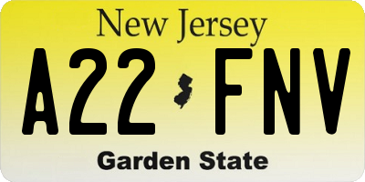 NJ license plate A22FNV