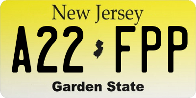 NJ license plate A22FPP