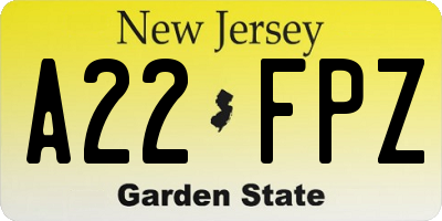 NJ license plate A22FPZ