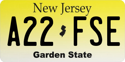NJ license plate A22FSE