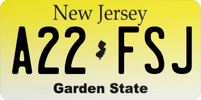 NJ license plate A22FSJ