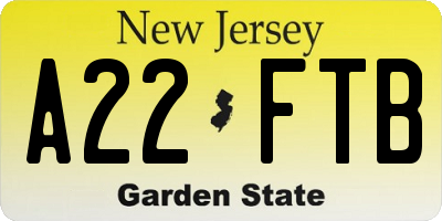 NJ license plate A22FTB