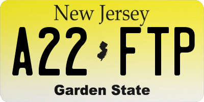 NJ license plate A22FTP