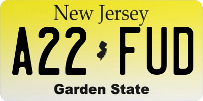 NJ license plate A22FUD
