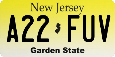 NJ license plate A22FUV