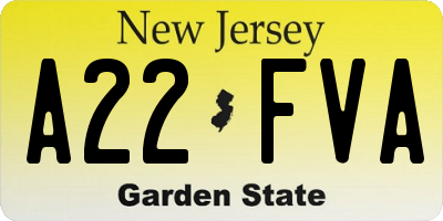 NJ license plate A22FVA