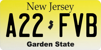 NJ license plate A22FVB