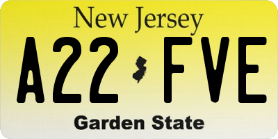 NJ license plate A22FVE