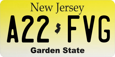 NJ license plate A22FVG
