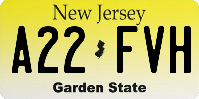 NJ license plate A22FVH