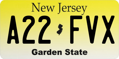 NJ license plate A22FVX
