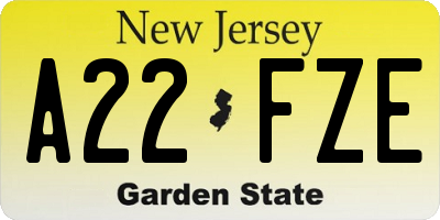 NJ license plate A22FZE