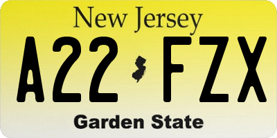 NJ license plate A22FZX