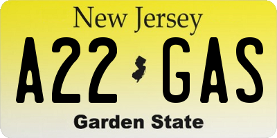 NJ license plate A22GAS
