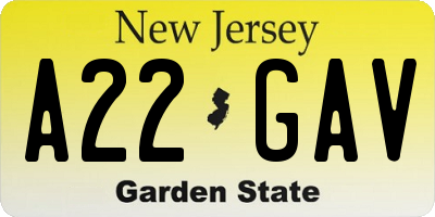 NJ license plate A22GAV