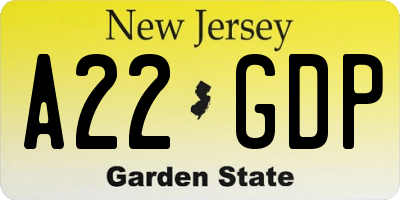 NJ license plate A22GDP