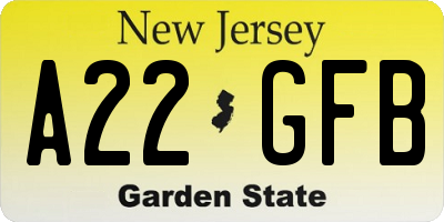 NJ license plate A22GFB