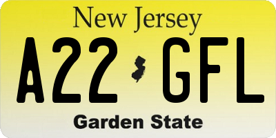 NJ license plate A22GFL