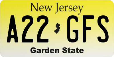NJ license plate A22GFS