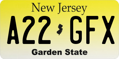 NJ license plate A22GFX