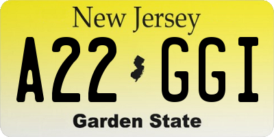 NJ license plate A22GGI