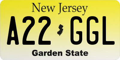 NJ license plate A22GGL
