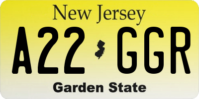 NJ license plate A22GGR