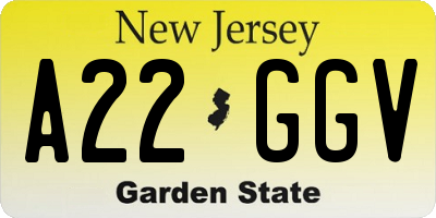 NJ license plate A22GGV